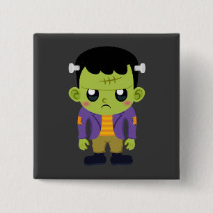 Green Frankenstein Monster Halloween Button