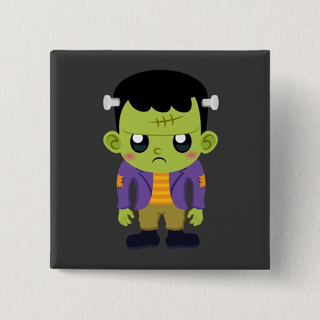 Green Frankenstein Monster Halloween Button (Vorderseite)
