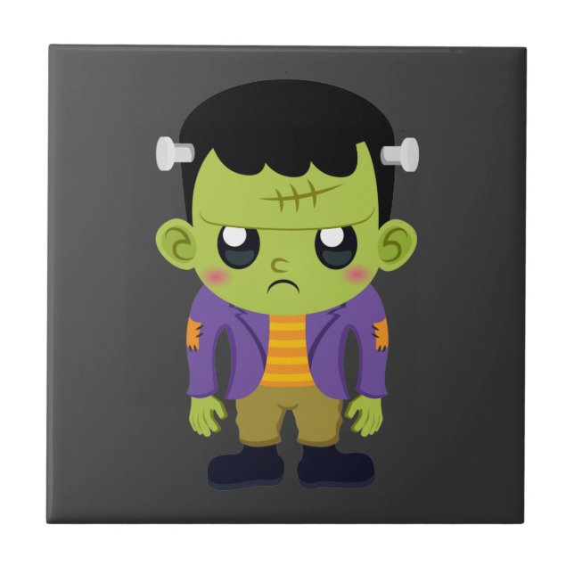 Green Frankenstein Monster Halloween Fliese (Vorderseite)