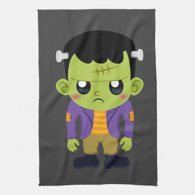 Green Frankenstein Monster Halloween Geschirrtuch (Vertikal)