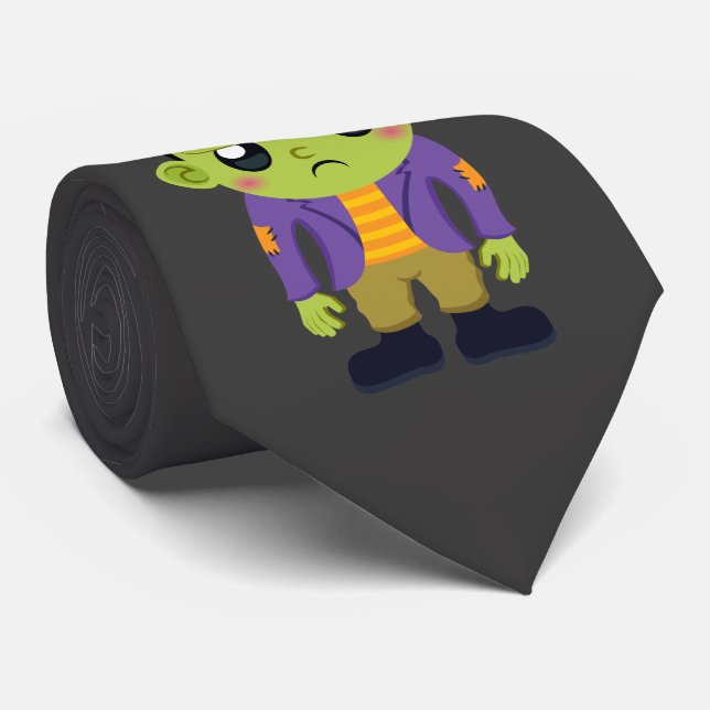 Green Frankenstein Monster Halloween Krawatte (Gerollt)