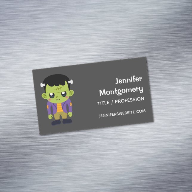 Green Frankenstein Monster Halloween Magnetische Visitenkarte (Beispiel)