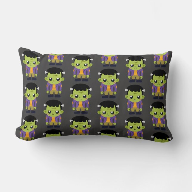 Green Frankenstein Monster Halloween Pattern Lendenkissen (Vorderseite)