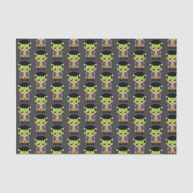 Green Frankenstein Monster Halloween Pattern Seidenpapier (Vorderseite)