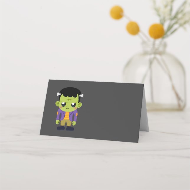 Green Frankenstein Monster Halloween Platzkarte (Vorderseite)