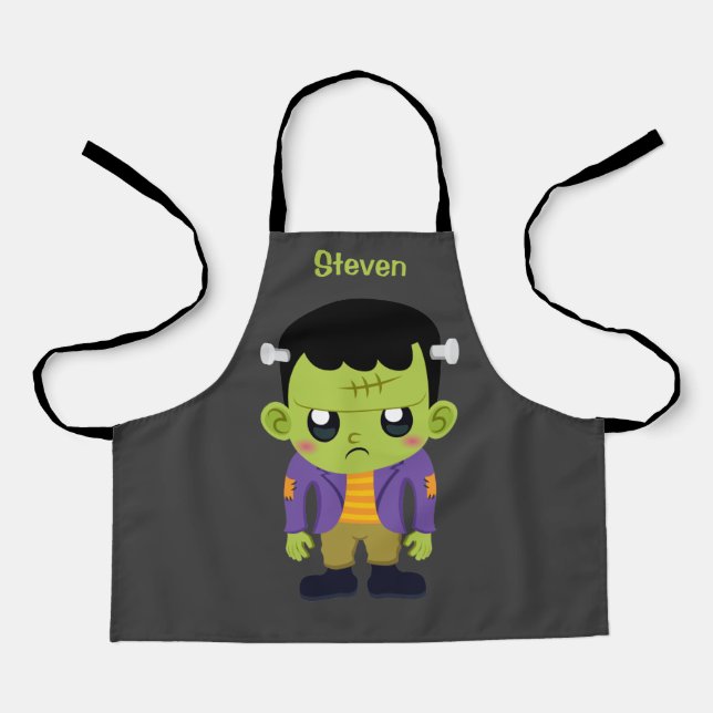 Green Frankenstein Monster Halloween Schürze (Vorderseite)
