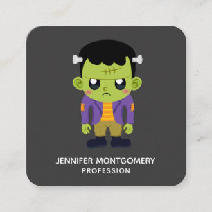 Green Frankenstein Monster Halloween Square Busine Quadratische Visitenkarte