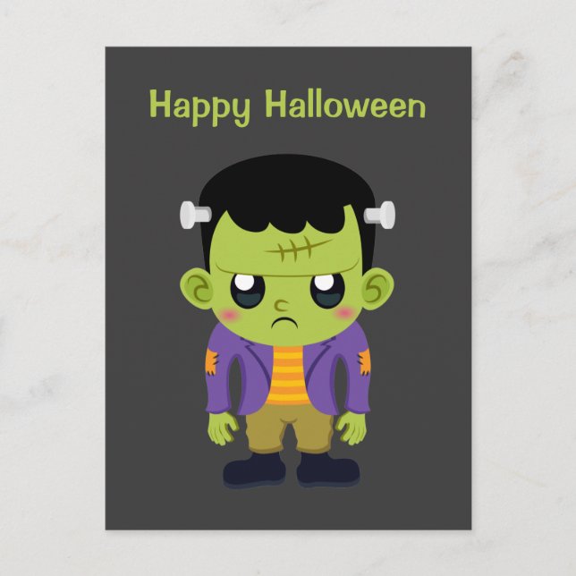 Green Frankenstein Monster Happy Halloween Postkarte (Vorderseite)