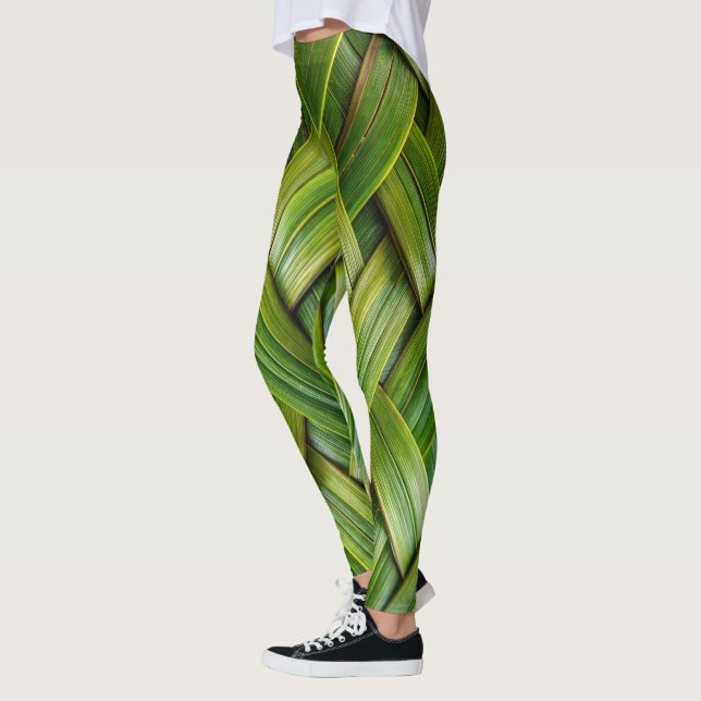Green Fresh Bamboo Weave Leggings (Links)