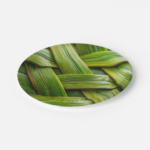 Green Fresh Bamboo Weave Pappteller