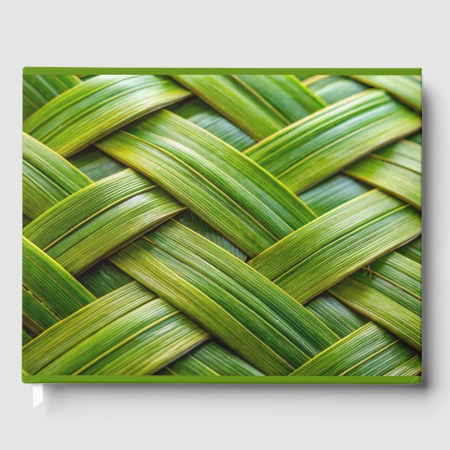 Green Fresh Bamboo Weave Persönlicher Text Gästebuch (Vorderseite)