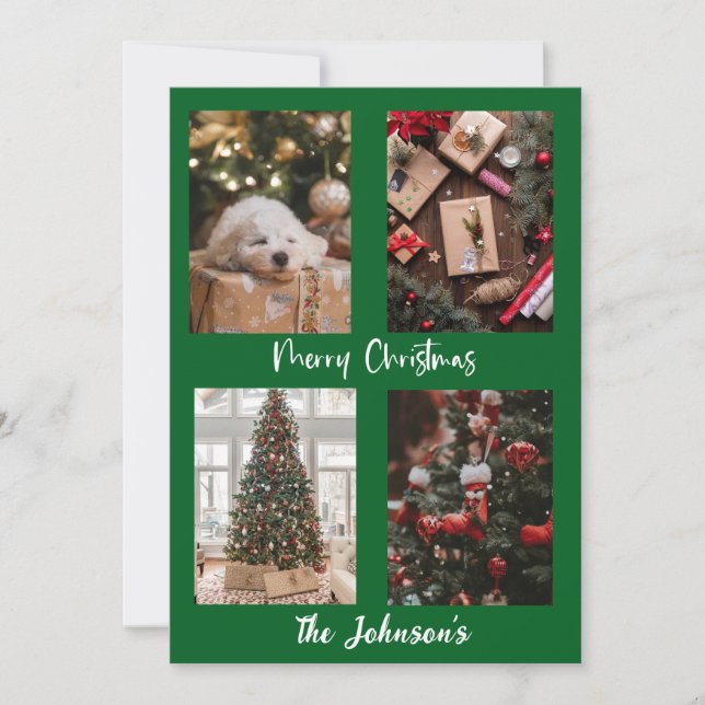 Green FroChristmas Personalisierte Weihnachtskarte Feiertagskarte (Vorderseite)