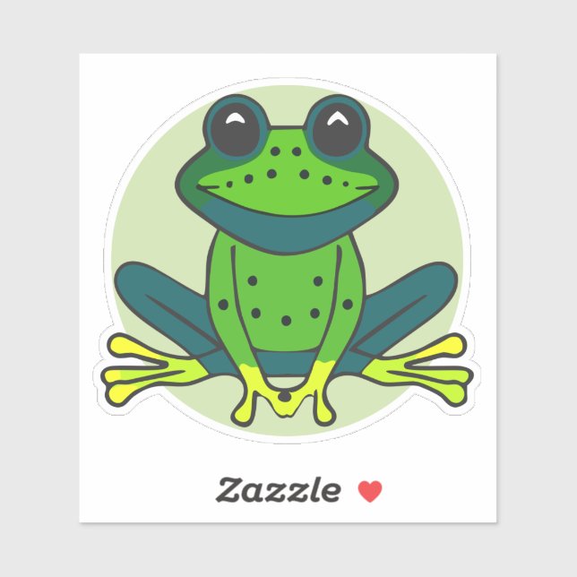 Green Frog Cartoon Clipart Design-74742 Aufkleber (Blatt)