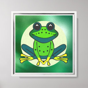 Green Frog Cartoon Leinwanddruck