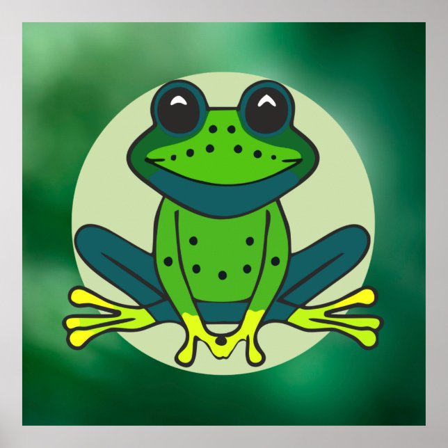 Green Frog Cartoon Poster (Vorne)