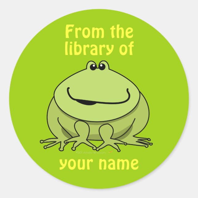 Green Frog Custom Buchzeichens Stickers for Kids (Vorderseite)
