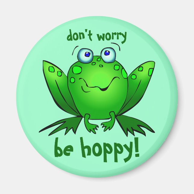 Green Frog Dont Besorgnis Be Hoppy Aqua Magnet (Vorne)