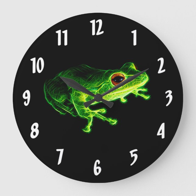 Green Frog Große Wanduhr (Vorderseite)