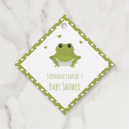 Green Frog Hearts Name Baby Shower Geschenkanhänger
