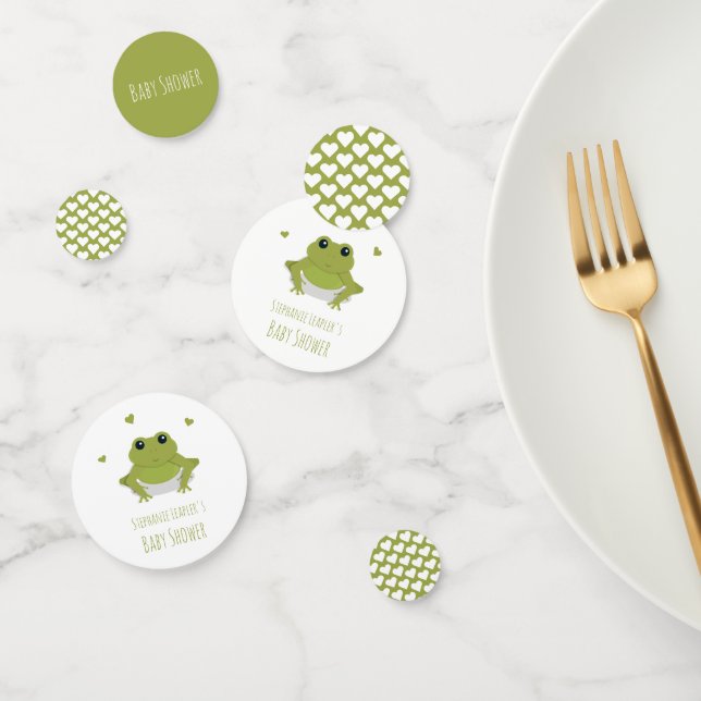 Green Frog Hearts Name Baby Shower Konfetti (Gruppe)