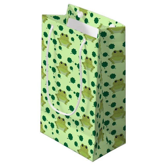 Green Frog Kleeblatt St Patrick's Day Kleine Geschenktüte (Vorderseite Schrägansicht)