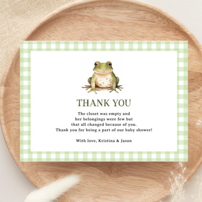 Green Frog Theme Kinderdusche Dankeskarte (Von Creator hochgeladen)