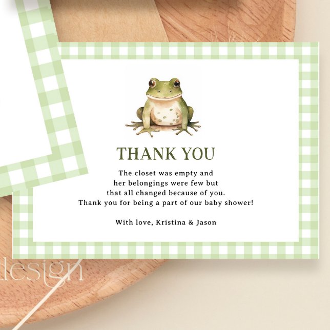 Green Frog Theme Kinderdusche Klein Dankeskarte (Von Creator hochgeladen)