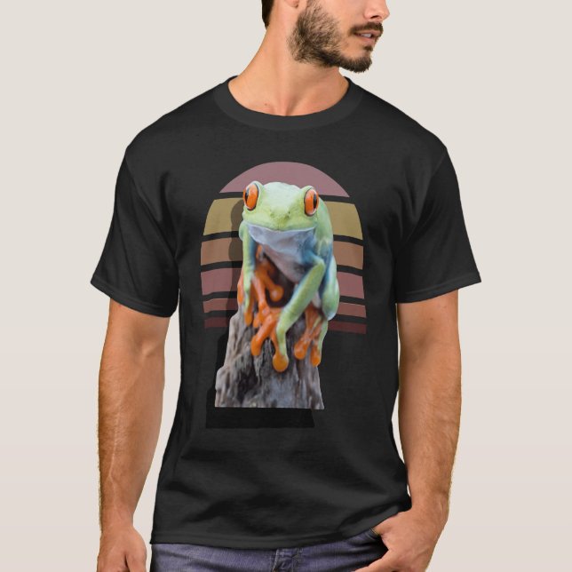 Green Frog Tree Forest Wild Retro Men Women Kids T-Shirt (Vorderseite)