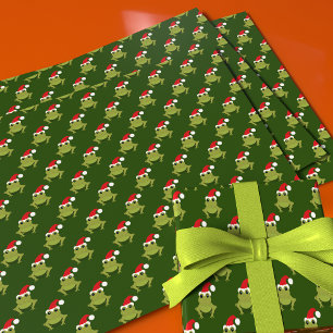 Green Frog Weihnachtsmannmütze Cartoon Neuartiges Geschenkpapier Set