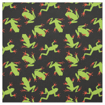 Green Frogs Pattern auf Schwarz