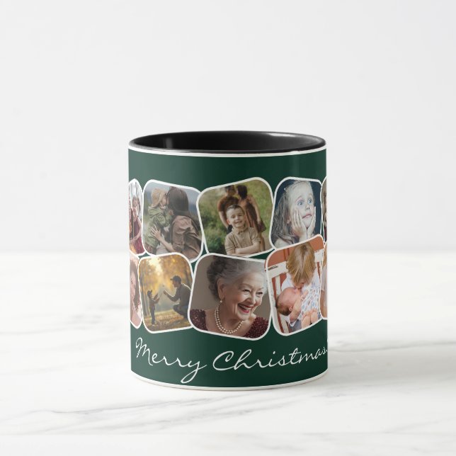 Green Frory Christmas 10 FotoCollage Tasse (Zentrum)