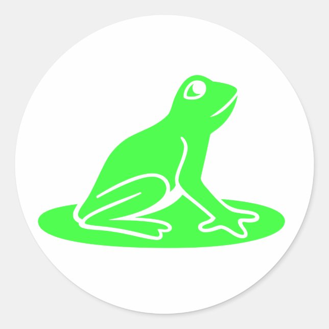 Green Frosch on White Runder Aufkleber (Vorderseite)