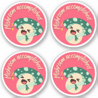 Green Fun Mushroom Grad Label - Packung mit 4