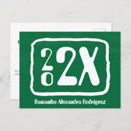 Green Funky Class Year Abschluss Postcard Postkarte