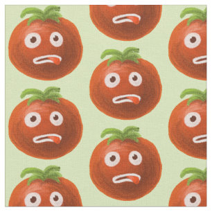 Green Funny Cartoon Tomato Pattern Stoff