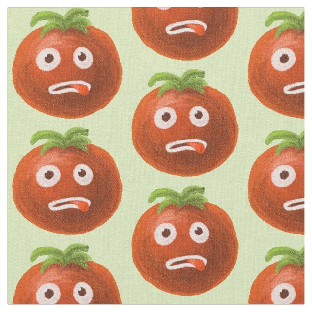 Green Funny Cartoon Tomato Pattern Stoff (Nahaufnahme)