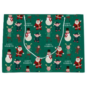Green Funny Family Foto Weihnachtsgeschenktasche Große Geschenktüte