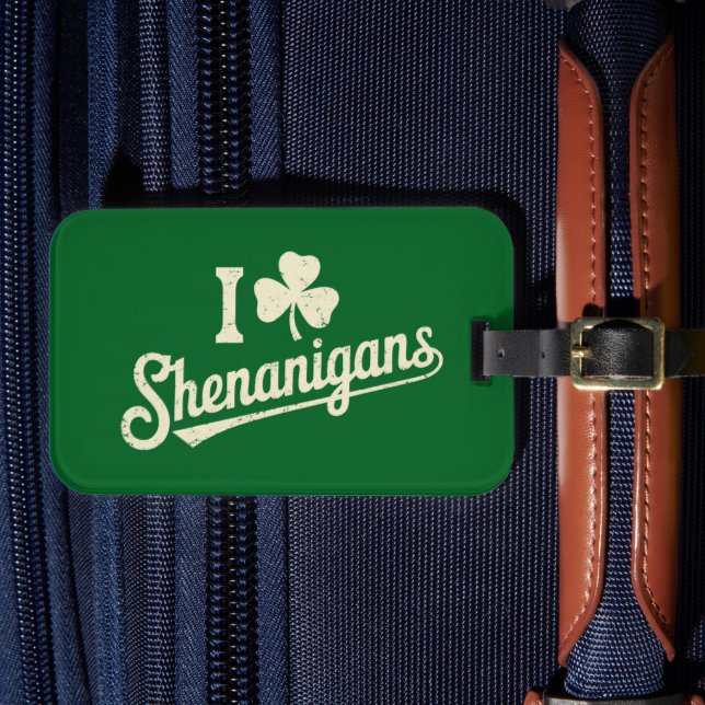 Green Funny Irish Patty's Kleeblatt Saint Patricks Gepäckanhänger (Vorderseite Insitu 4)