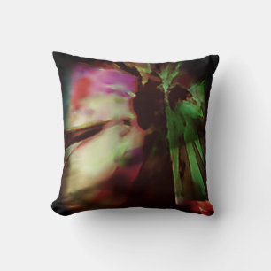 Green Fuschia Beige Batik-ähnliche Abstrakte Blume Kissen