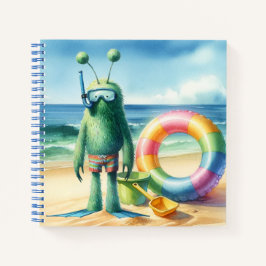 Green Fuzzy Alien-Notebook Notizbuch