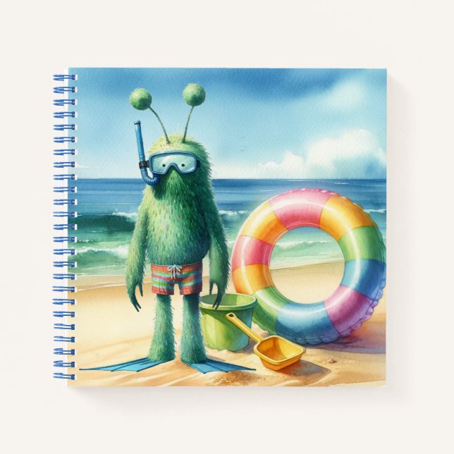 Green Fuzzy Alien-Notebook Notizbuch (Vorderseite)