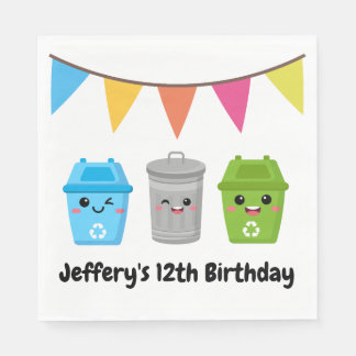 Green Garbage Truck - Geburtstag eines Kindes Serviette