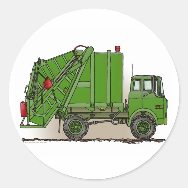 Green Garbour Truck Runder Aufkleber (Vorderseite)