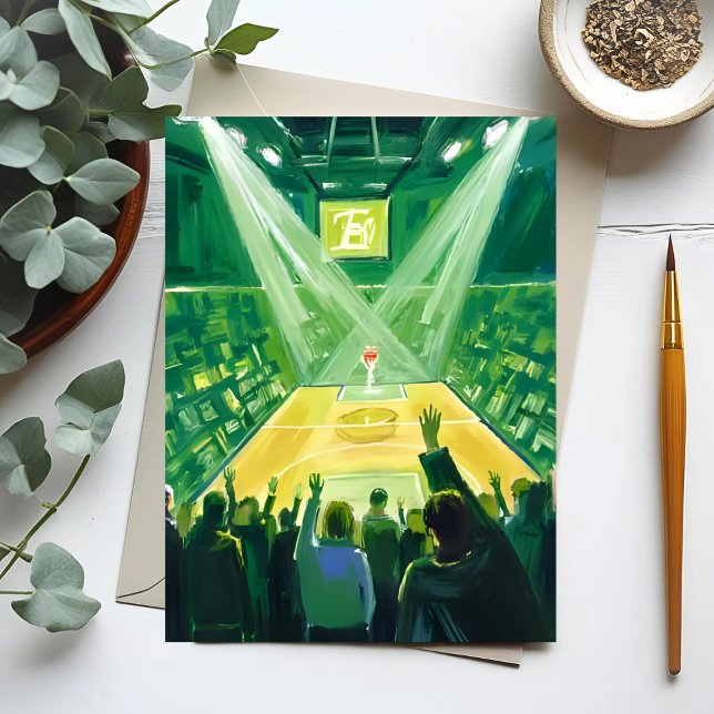 Green Garden Boston Basketball Watercolor Postkarte (Von Creator hochgeladen)