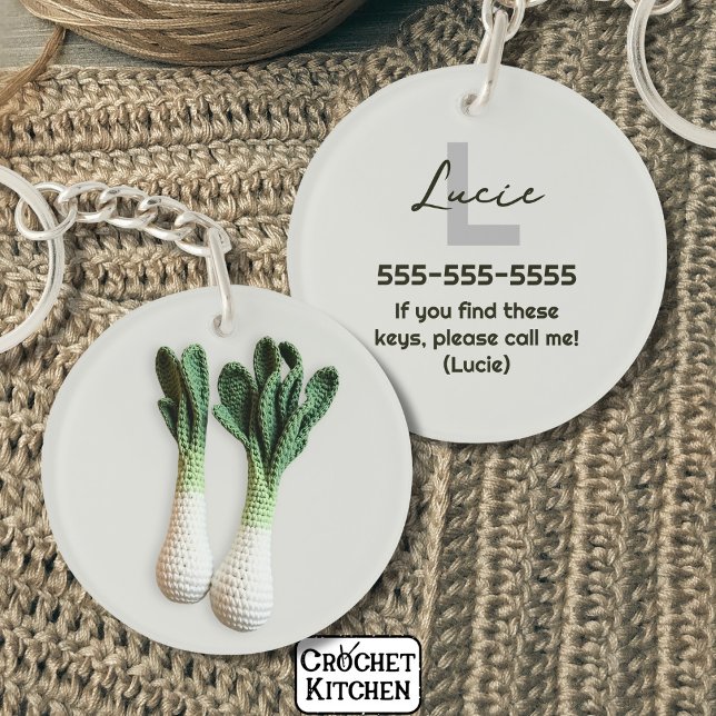 Green Gardener Minimalistisch Crochet Leeks Name Schlüsselanhänger (Von Creator hochgeladen)