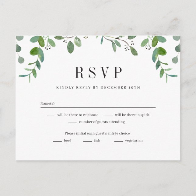 Green Garland Greenery Wedding Carte de réponse RS (Devant)