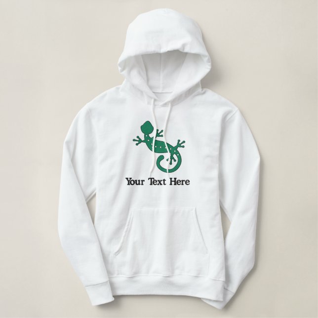 Green Gecko Bestickter Hoodie (Design vorne)