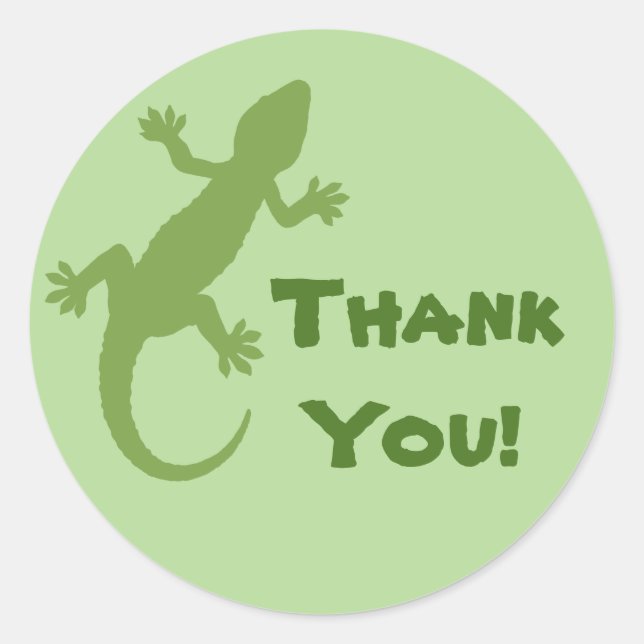 Green Gecko Vielen Dank Runder Aufkleber (Vorderseite)