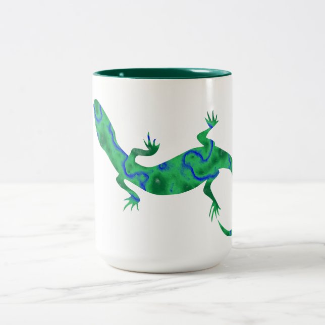 Green Gecko Zweifarbige Tasse (Mittel)