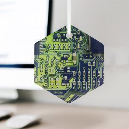 Green gedruckte Leiterplatte PCB Custom Geek Ornament Aus Glas